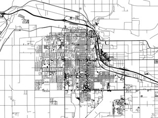 Vector road map of the city of  Yuma  Arizona in the United States of America with black roads on a white background.