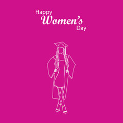 Line art Girl illustration for international women's day. March 8. Minimalistic design for international women's day concept