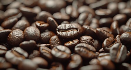 closeup of freshly brewed coffee beans