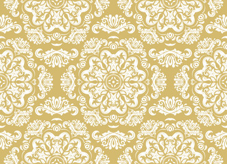 Orient vector classic yellow white pattern. Seamless abstract background with vintage elements. Orient pattern. Ornament for wallpaper