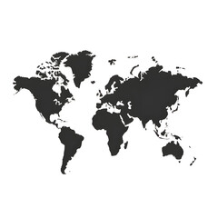 Vector world map, gray silhouette isolated on png background, illustration template.