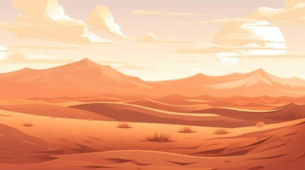 Fototapeta na wymiar Sahara desert in the afternoon Illustration