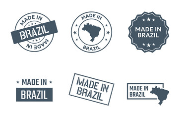 Obraz premium made in Brazil labels set, Federative Republic of Brazil product icons