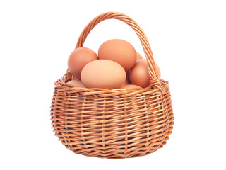 Eggs in a basket isolated