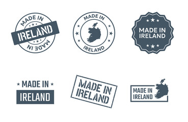 made in Ireland labels set, Republic of Ireland product icons
