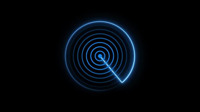  Searching Hud radar. Abstract technology royal blue color radio waves signal animation.