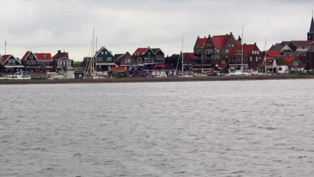 Volendam, The Netherlands - June 18, 2016: Volendam, small village at Markermeer in Netherlands In former times Volendam was a fishing village but today they make their money with tourism.