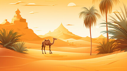 Sahara desert landscape background with empty - obrazy, fototapety, plakaty