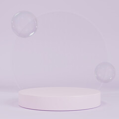 Beautiful Purple Product Podium with Glass and Bubbles in the Background 2160 x 2160