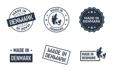 made in Denmark labels set, made in Kingdom of Denmark product icons