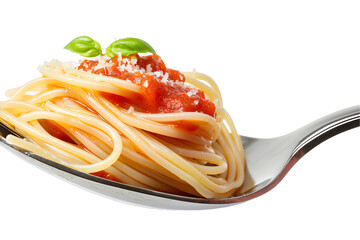 Italian pasta dish featuring spaghetti with a savory tomato sauce, basil, and Parmesan cheese, creating a delicious and healthy meal