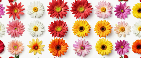 Set of different beautiful flowers on white background. Banner design - obrazy, fototapety, plakaty