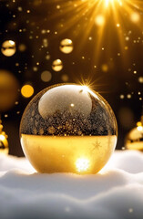 Fototapeta na wymiar Christmas glass ball with sequins and Christmas trees 24