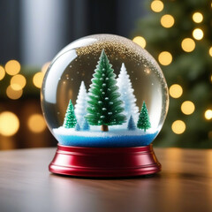 Christmas glass ball with sequins and Christmas trees 37