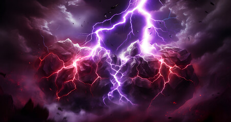 some purple lightning above some dark clouds
