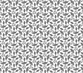 Floral vector ornament. Seamless abstract classic background with silver leaves. Pattern with repeating floral elements. Ornament for wallpaper and packaging