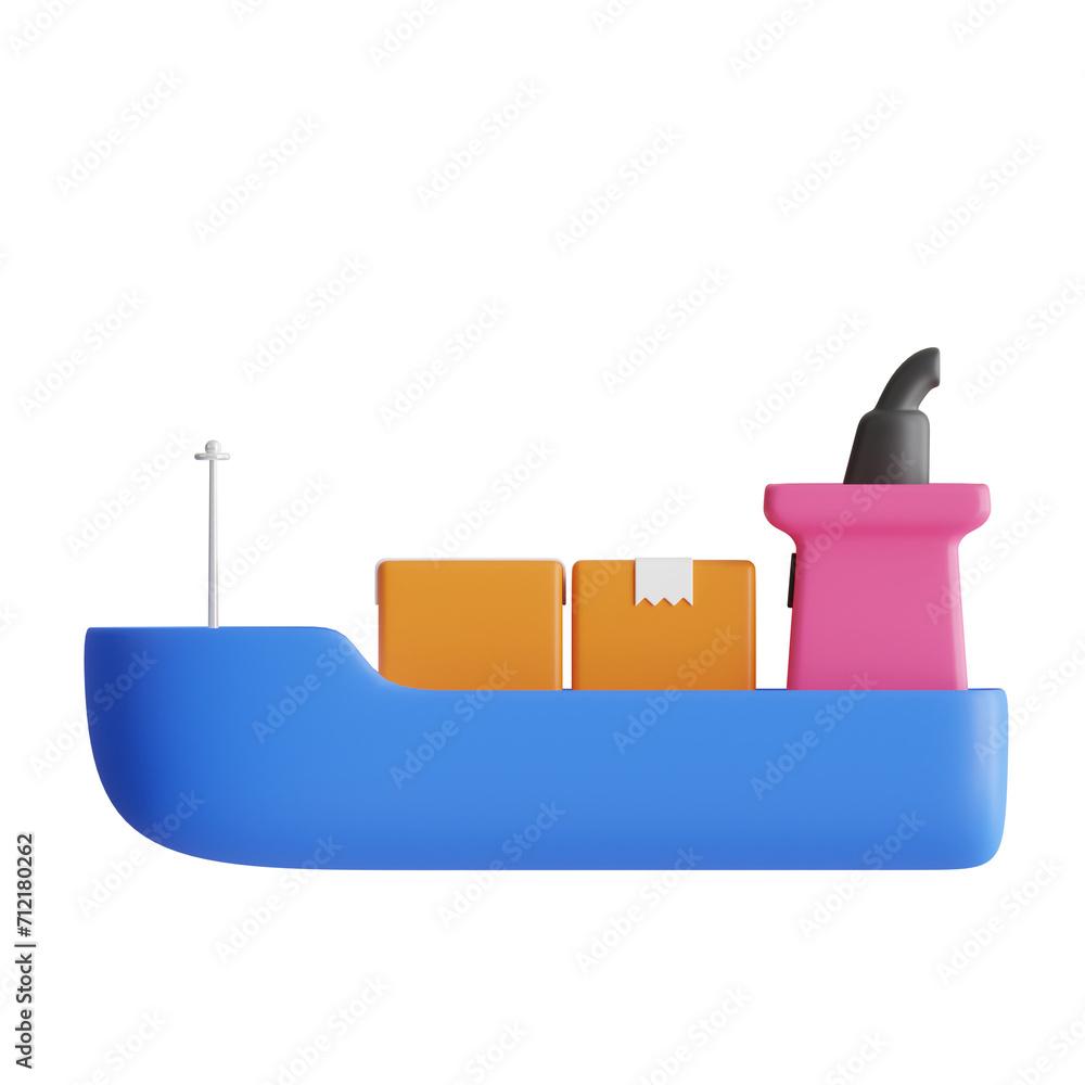 Poster 3d shipping model navigating global logistics. 3d illustration, 3d element, 3d rendering. 3d visuali