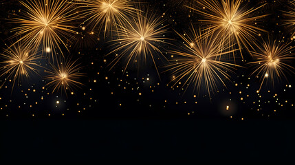 Obraz premium Happy New Year, burning fireworks with bokeh light background
