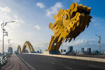 Dragon Bridge, the landmark of Da Nang crossing han river in vietnam - 712180284