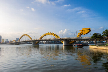 Dragon Bridge, the landmark of Da Nang crossing han river in vietnam