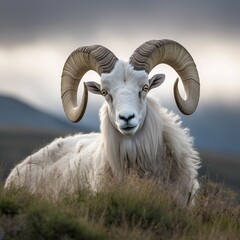 Nice big horns wala white sheep images Generative AI