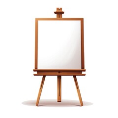 Wooden easel with blank canvas isolated on white background. illustration. Generative AI
