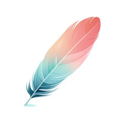 Feather of a bird on a white background. illustration. Generative AI