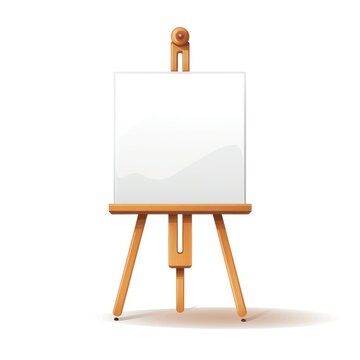 Wooden easel with blank canvas on white background. illustration. Generative AI