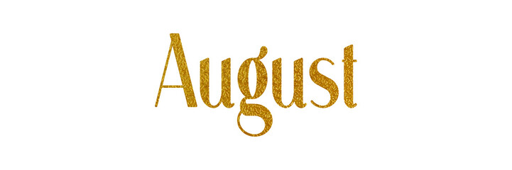 AUGUST PNG with metallic gold color on transparent background