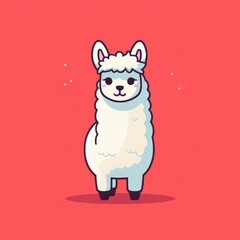 Obraz na płótnie Canvas Cute cartoon alpaca. illustration in flat style. Generative AI