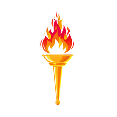 The Goblet of Fire. Torch with a burning fire. Fiery torch of the champion's victory. Flame emblem. Blazing fire.