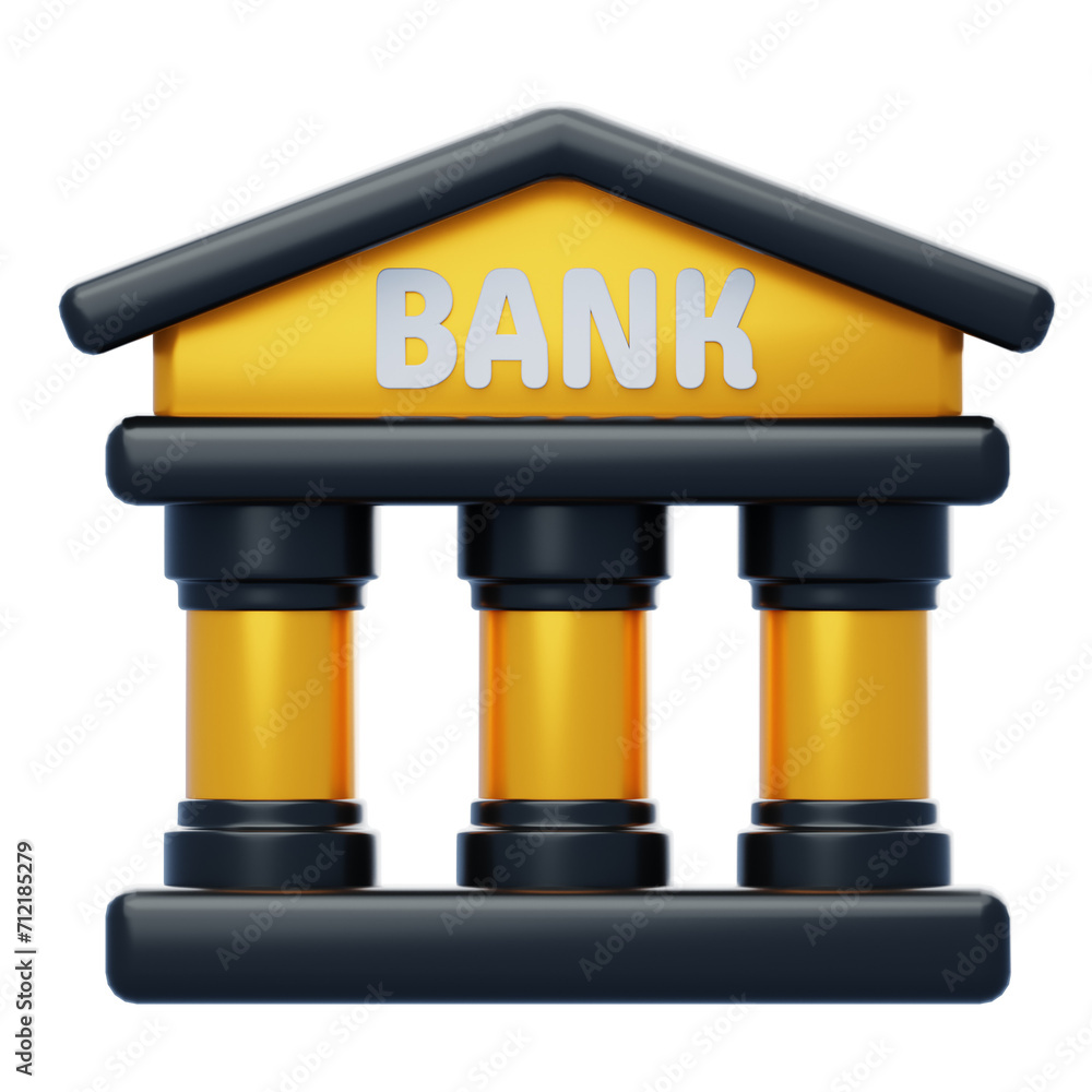 Aufkleber 3d bank building financial hub. 3d illustration, 3d element, 3d rendering. 3d visualization isolated