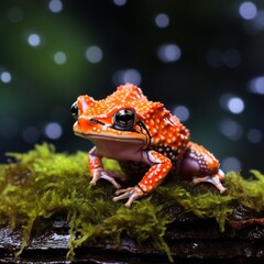 Nice colored frog top mushroom image Generative AI