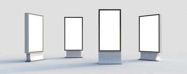 Set of empty white pole mock-ups