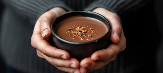 cup of hot chocolate in hands
