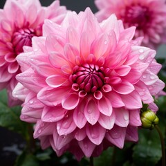 Nice pink dahlia flowers bud image Generative AI