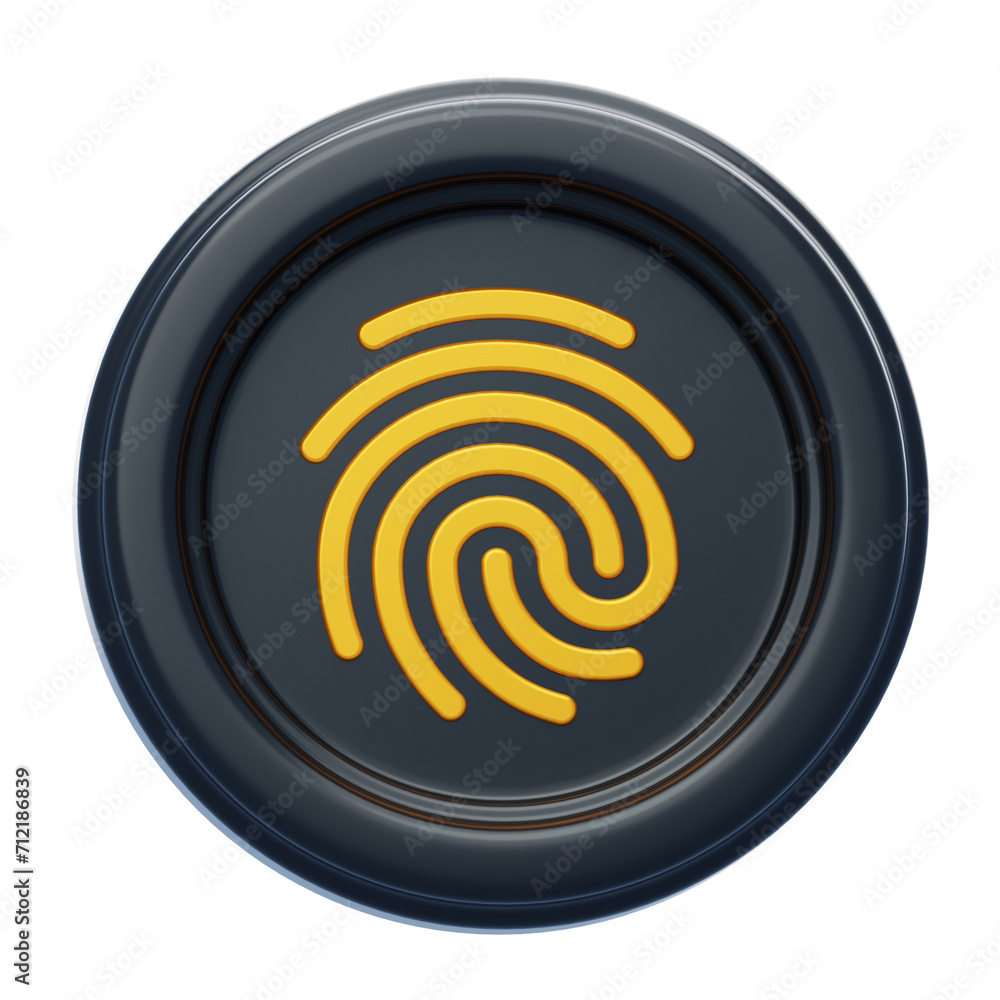 Poster 3d fingerprint model a biometric cipher unveiling security. 3d illustration, 3d element, 3d renderin