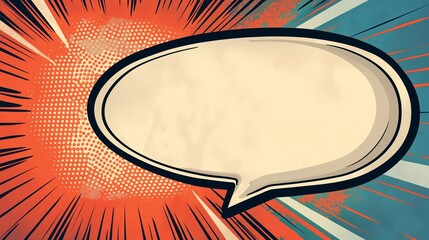 A vintage-inspired, blank comic-style speech bubble template with a classic outline and a burst effect, perfect for adding dialogue or thoughts in graphic designs. - obrazy, fototapety, plakaty