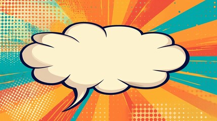 A vintage-inspired, blank comic-style speech bubble template with a classic outline and a burst effect, perfect for adding dialogue or thoughts in graphic designs.