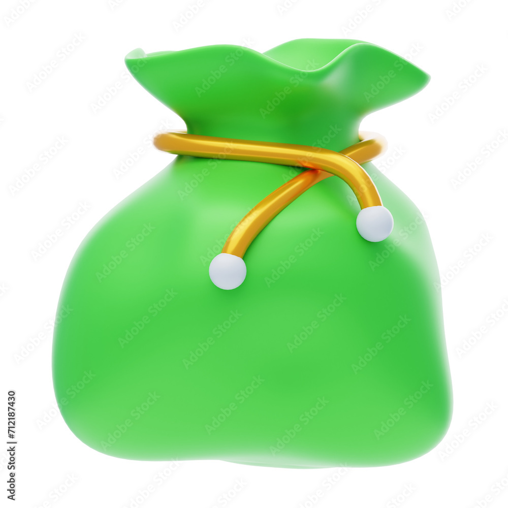Aufkleber moneybag 3d model of overflowing wealth. 3d illustration, 3d element, 3d rendering. 3d visualization