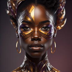 Model Gesicht mit goldener Maske
