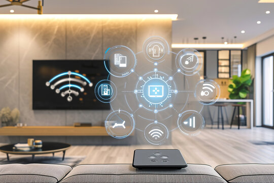 Smart home hubs and control centers in modern interiors.