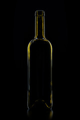 green wine bottle silhouette on isolated black background