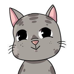 Cute grey cat anime style avatar