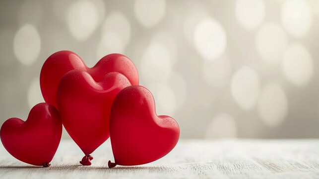 red hearts on a wooden background