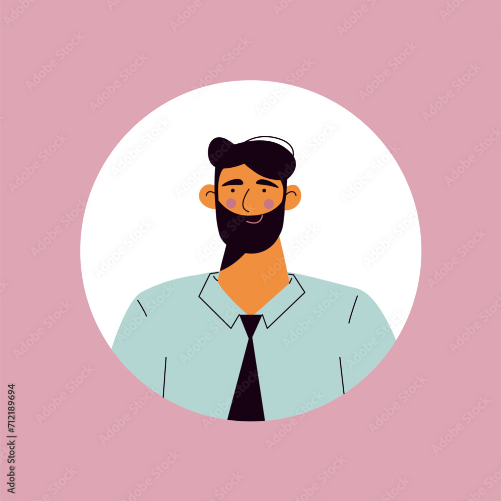 Poster avatar in the style of a business meeting. this business man's avatar adds a touch of character and 