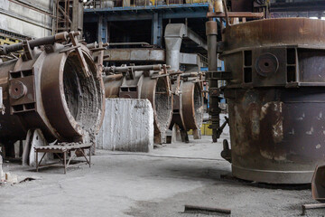 Big metallurgical factory destroyed during war in Ukraine.
