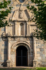 Burguete, church facade of San Nicolás de Bari, Santiago's road, Navarra, Spain