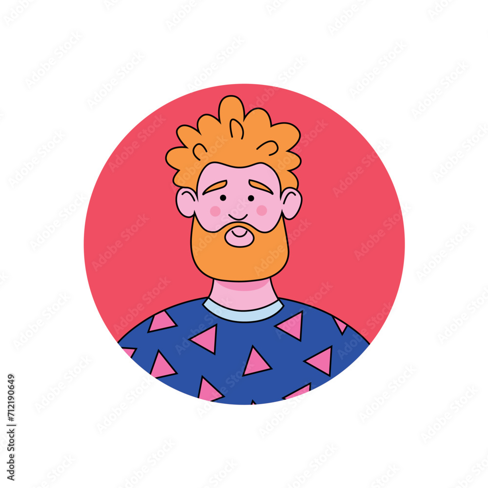 Poster avatar of person in the universal style. a cartoon design featuring a guy as universal avatar, invit