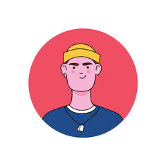 Avatar of person in the universal style. This illustration presents a versatile and thoughtfully designed universal avatar of a boy, artfully depicted in charming cartoon style. Vector illustration.